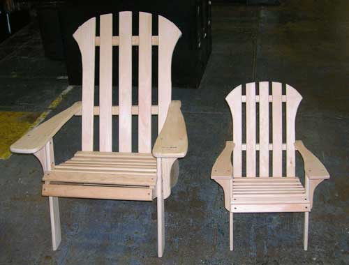 Traditional Adirondack Chairs, adult/child - white pine